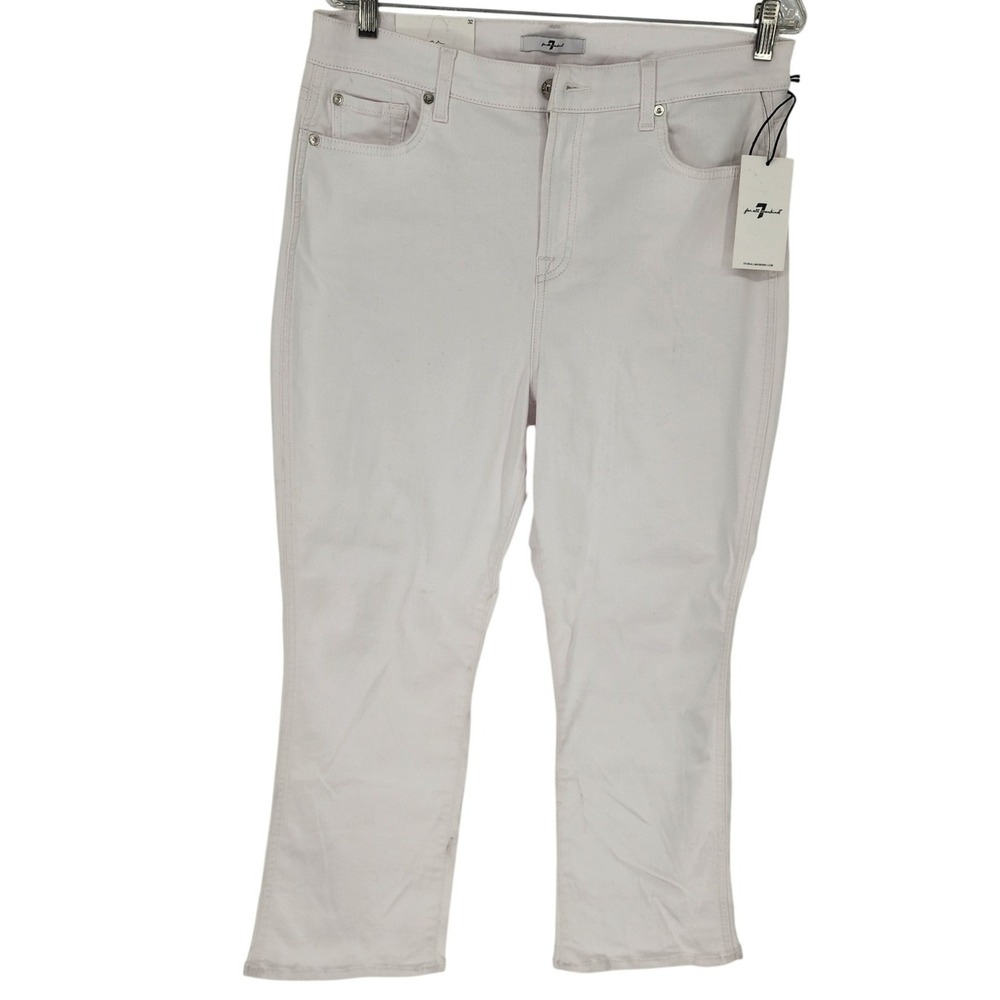 7 For All Mankind Slim Kick Jeans Womens 32 White New High Waist Cropped Flare